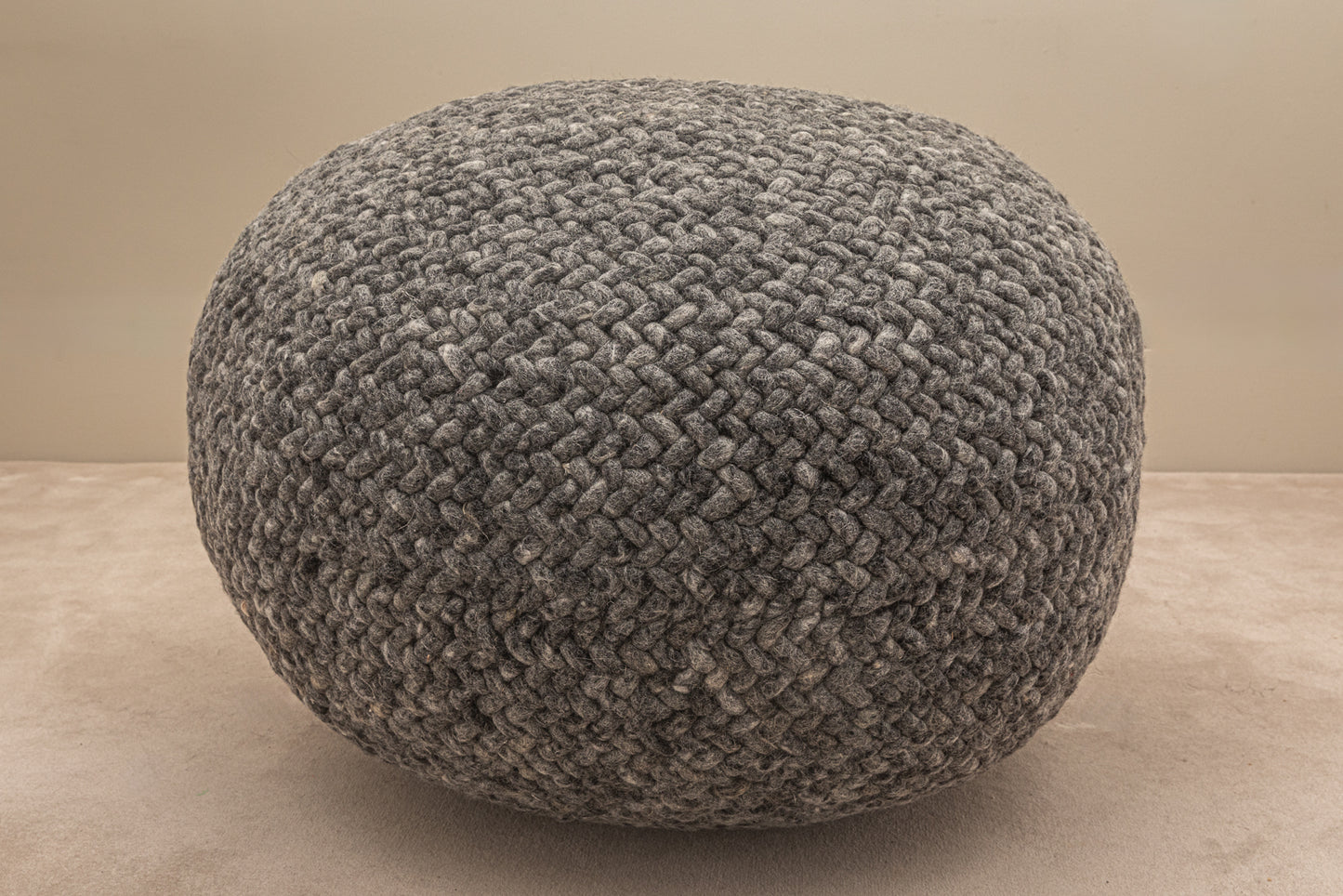 Pebble Wool Pouffe Dark Grey Large