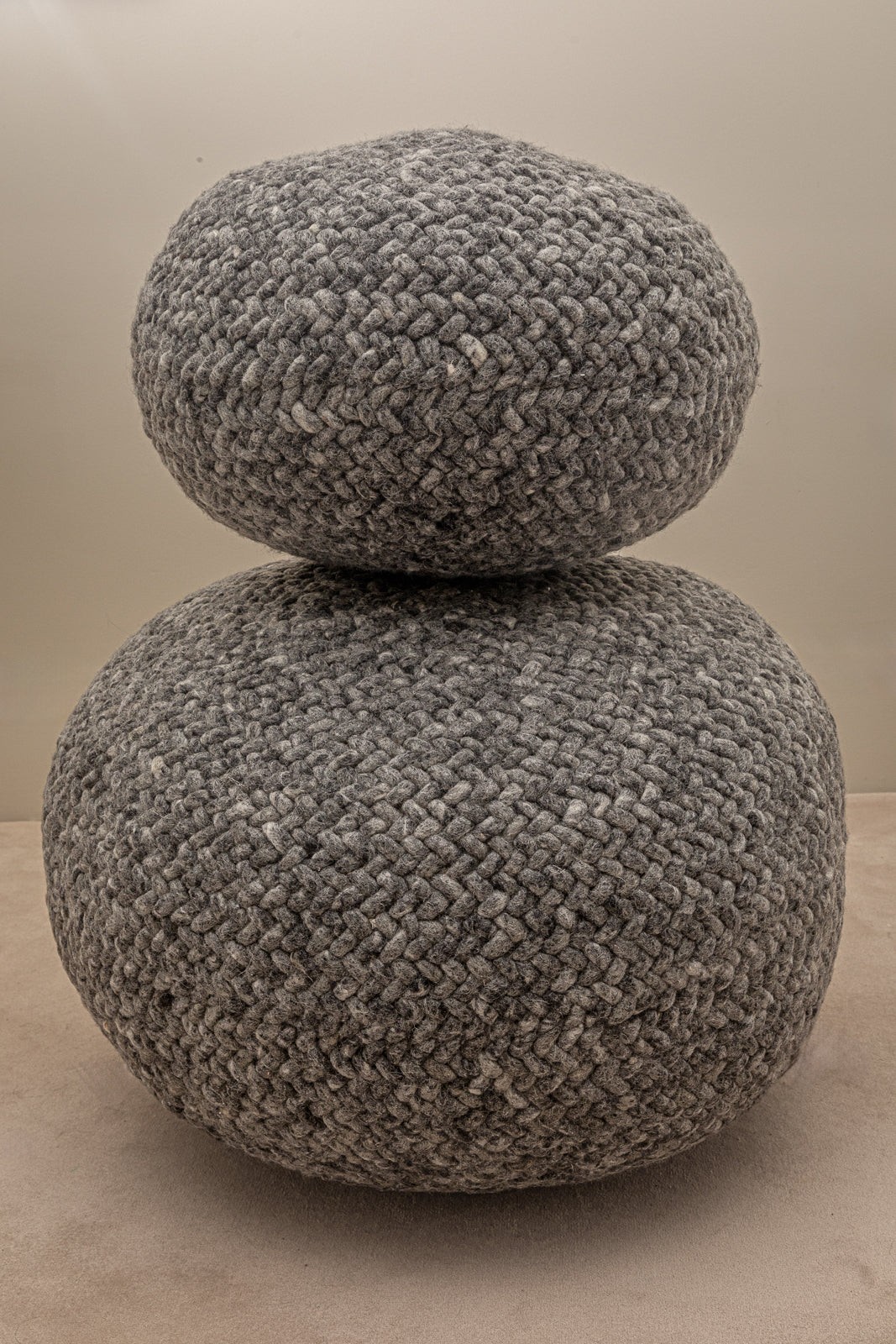 Pebble Wool Pouffe Dark Grey Large
