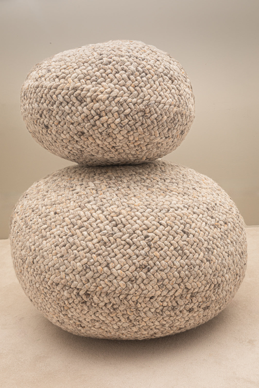 Pebble Wool Pouffe Beige Large