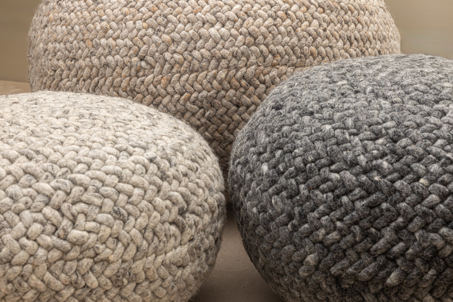 Pebble Wool Pouffe Dark Grey Small