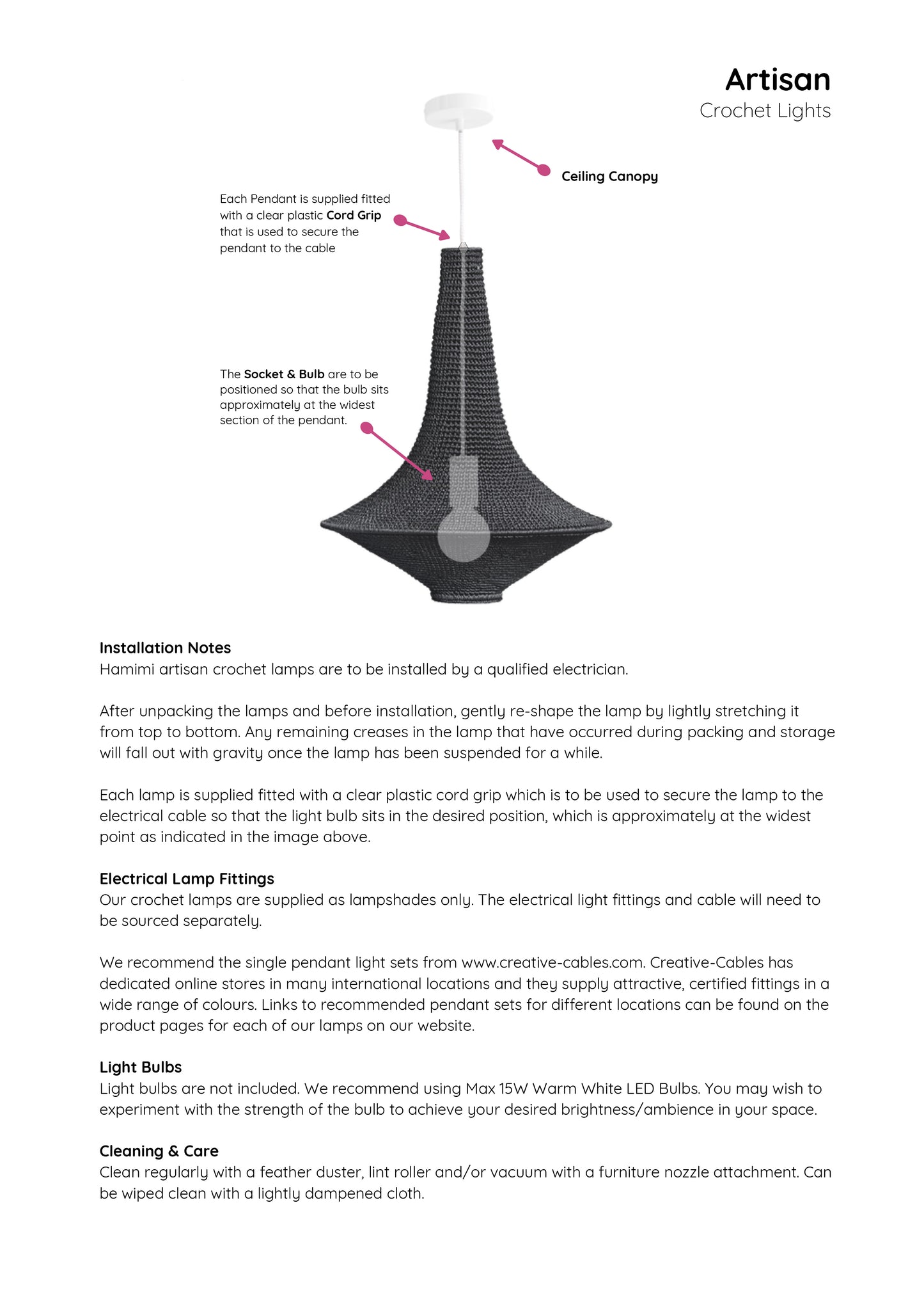 Wahad Large Crochet Lamp Marrakech Blush