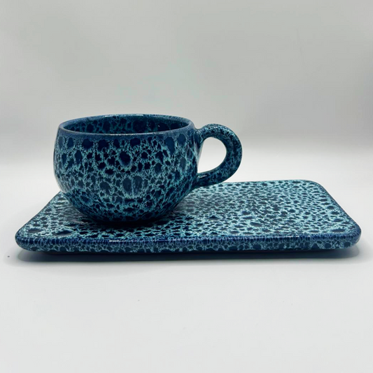 Ceramic Cosy mug & rectangular saucer Blue