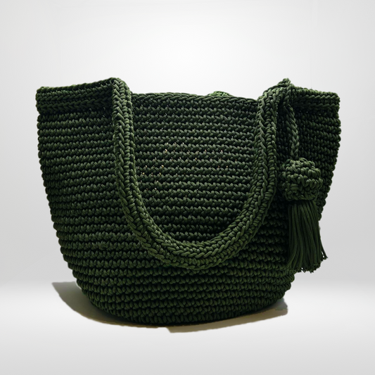 Crochet Bucket Bag Khaki