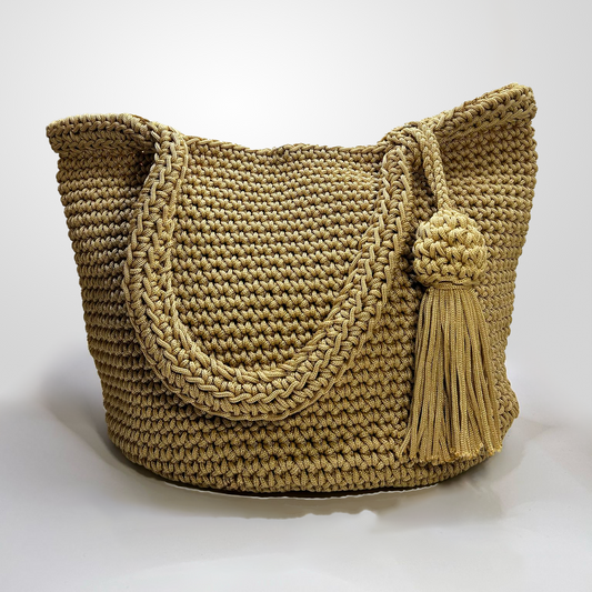 Crochet Bucket Bag Beige