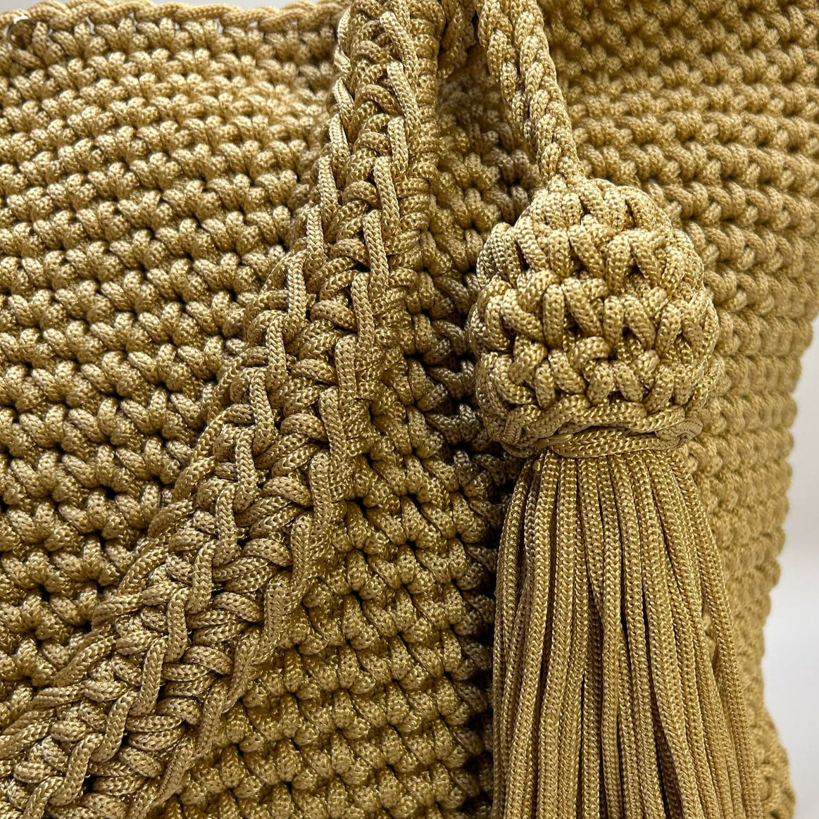 Crochet Bucket Bag Beige