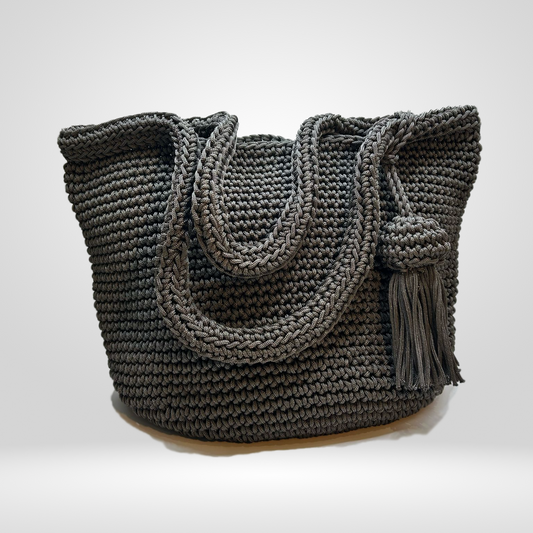 Crochet Bucket Bag Grey