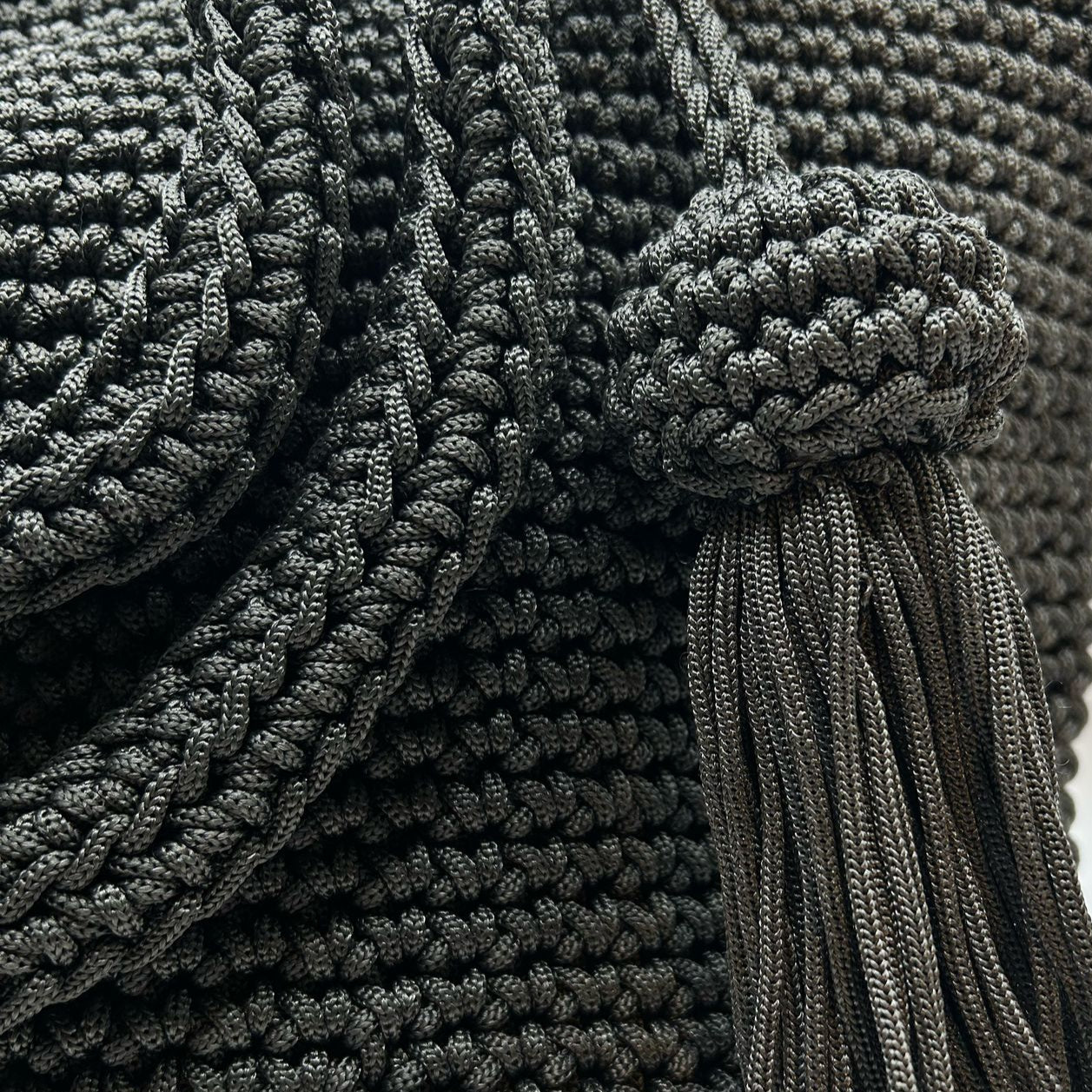 Crochet Bucket Bag Grey