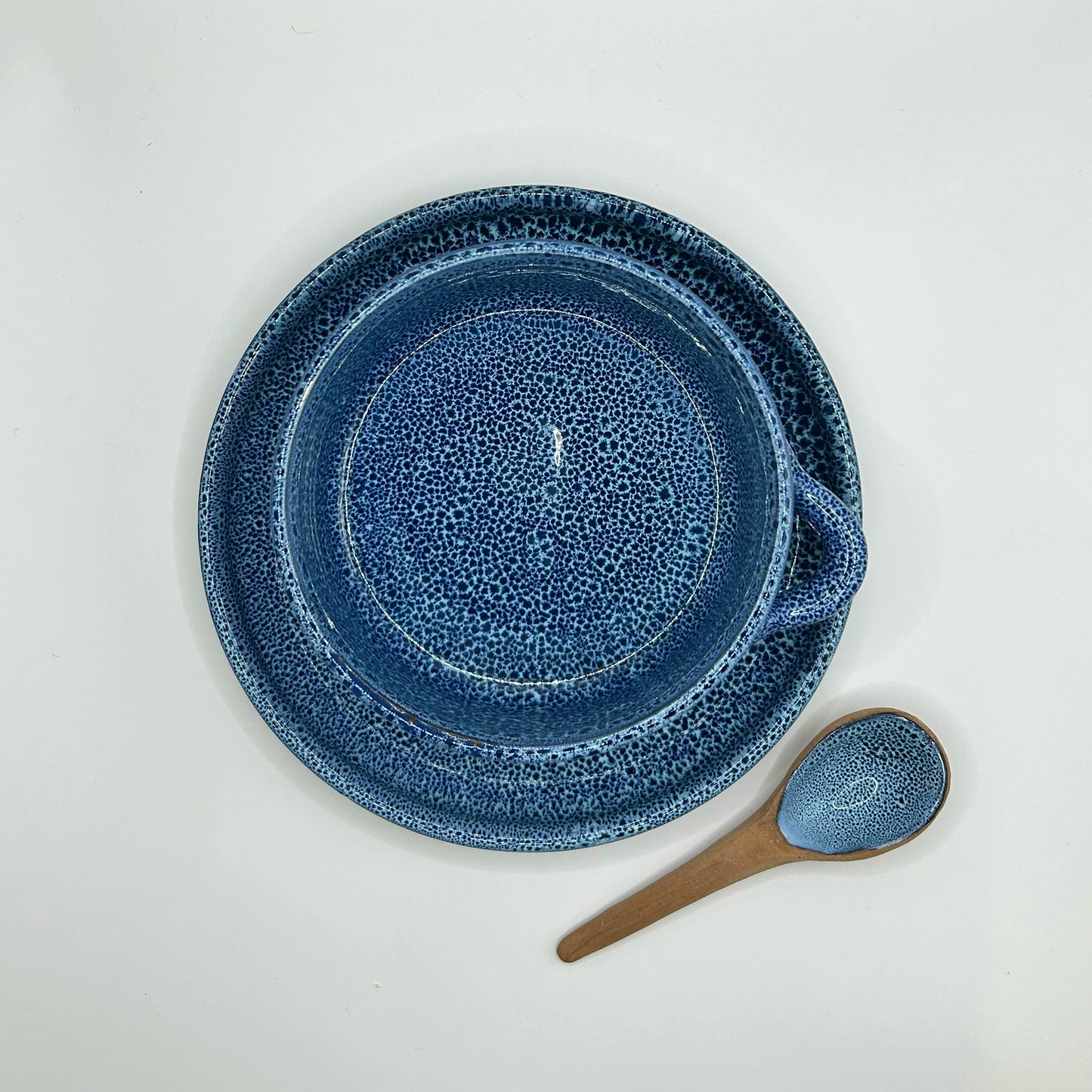 Ceramic Bowl, Plate & Spoon set Blue
