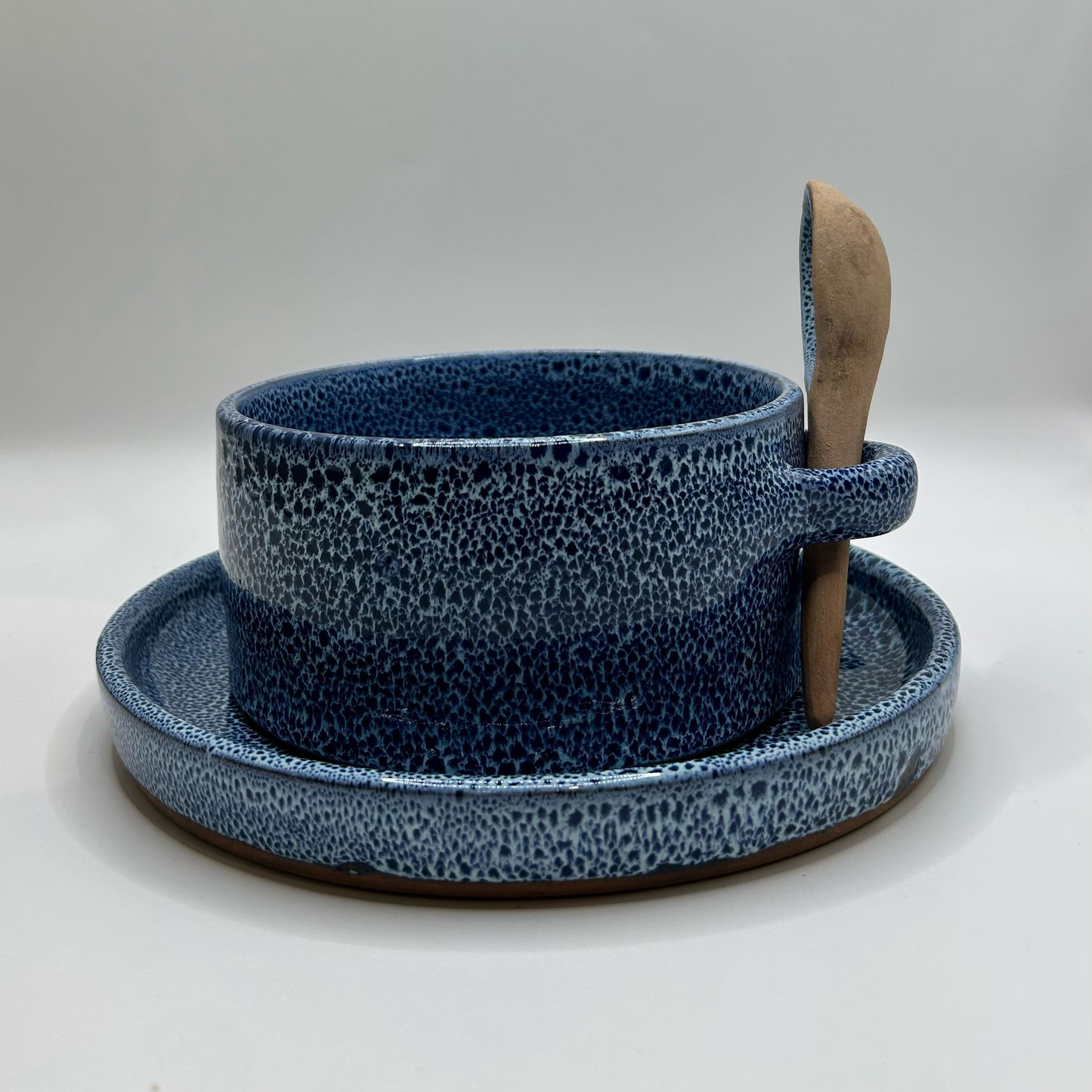 Ceramic Bowl, Plate & Spoon set Blue
