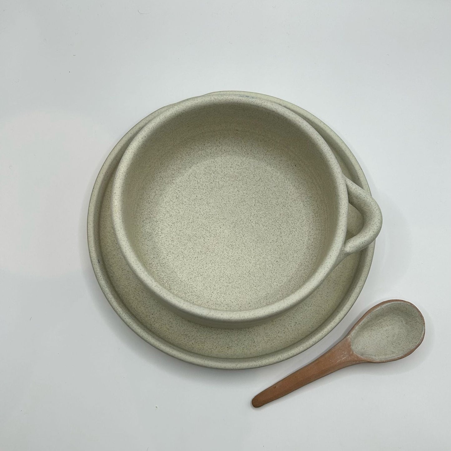 Ceramic Bowl, Plate & Spoon set Beige
