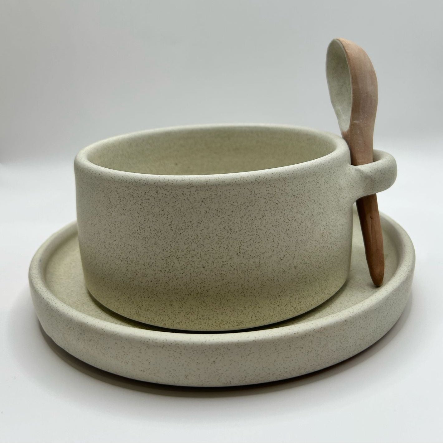 Ceramic Bowl, Plate & Spoon set Beige