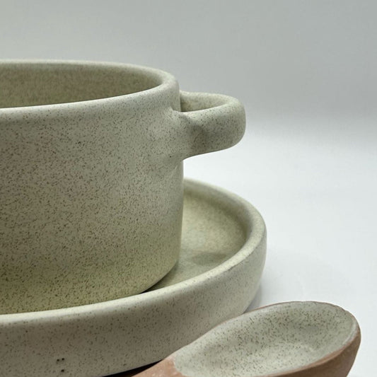 Ceramic Bowl, Plate & Spoon set Beige