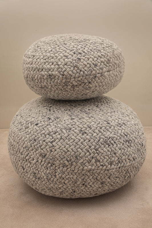 Pebble Wool Pouffe Light Grey Large