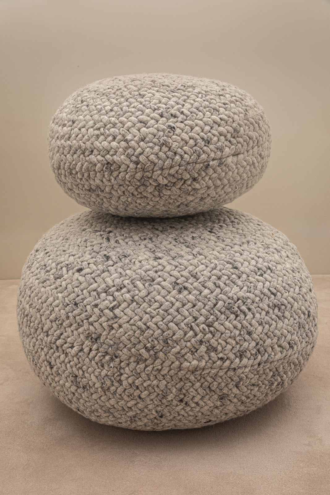 Pebble Wool Pouffe Light Grey Small
