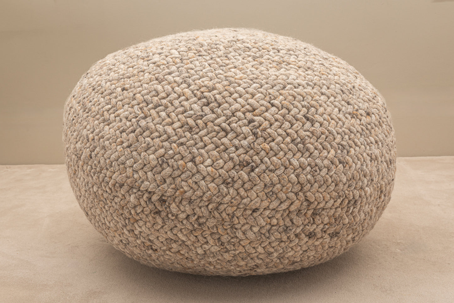 Pebble Wool Pouffe Beige Large