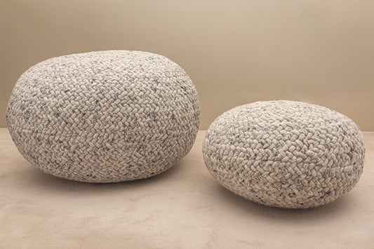 Pebble Wool Pouffes Bundles of Two