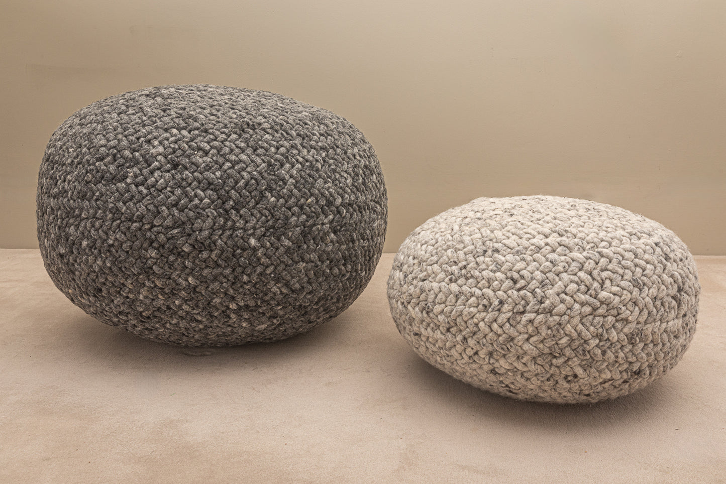Pebble Wool Pouffes Bundles of Two