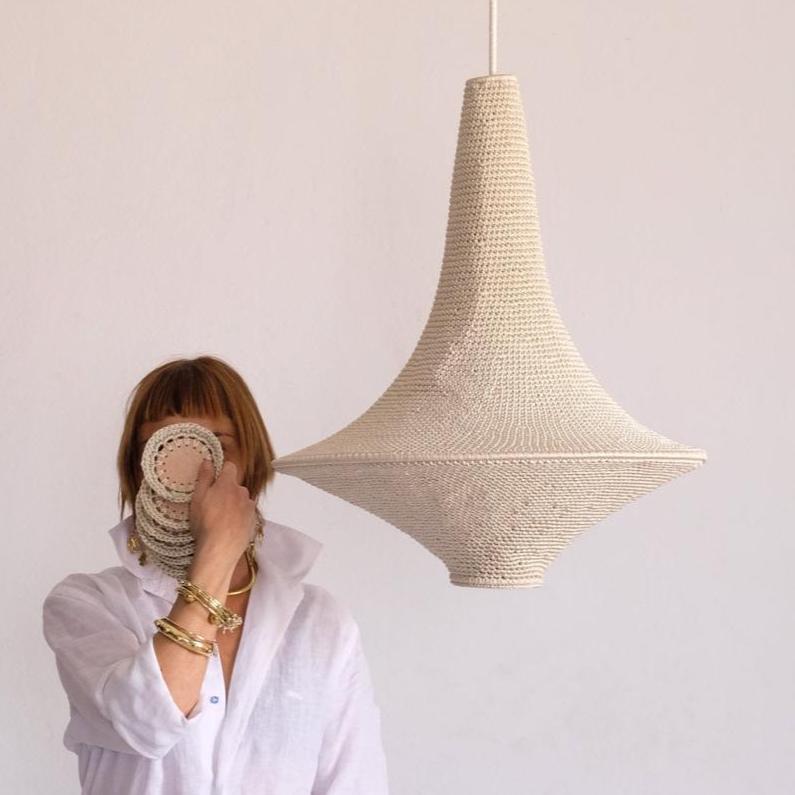 Wahad Large Crochet Lamp Marrakech Blush