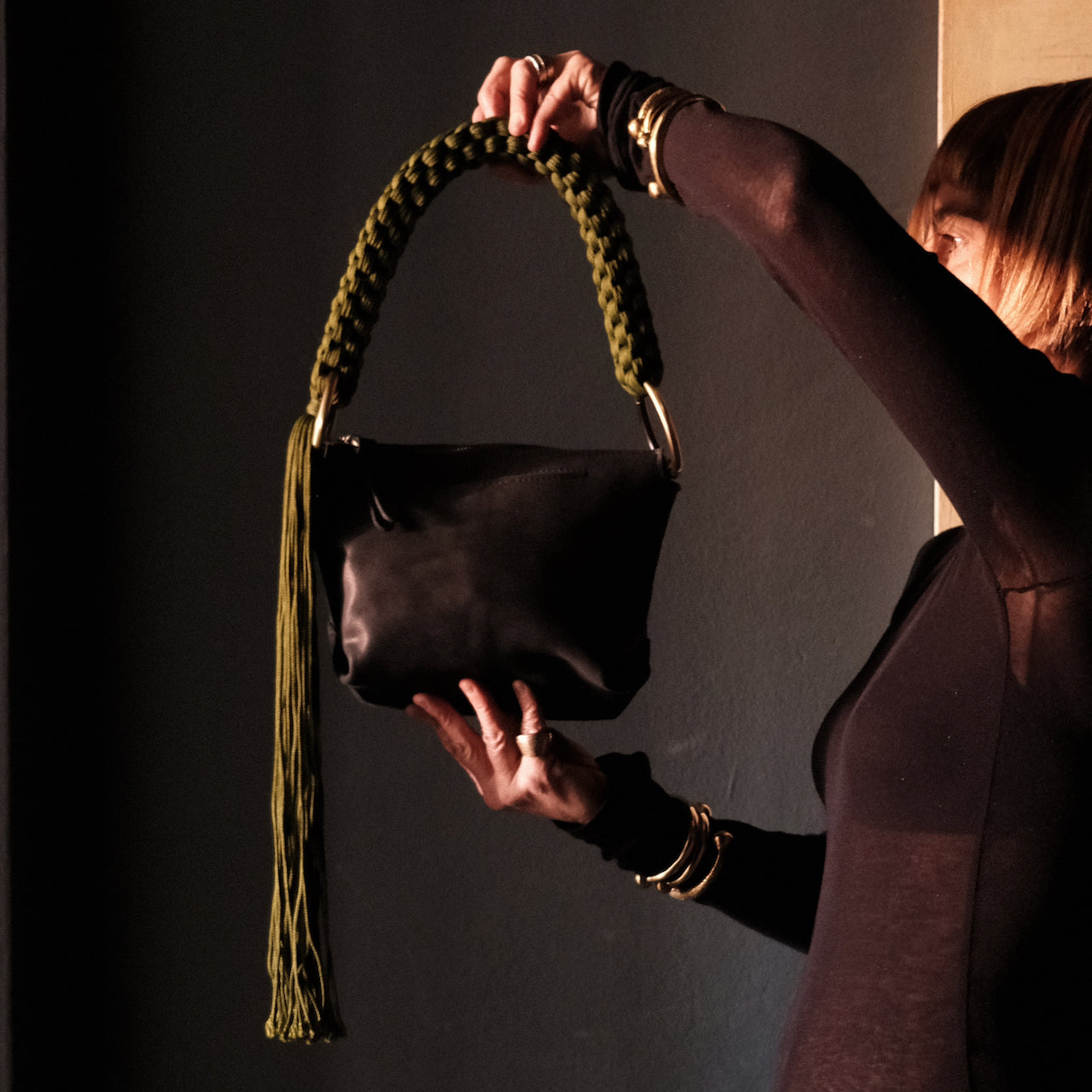 Ogda Mini Shoulder Bag - Black Leather