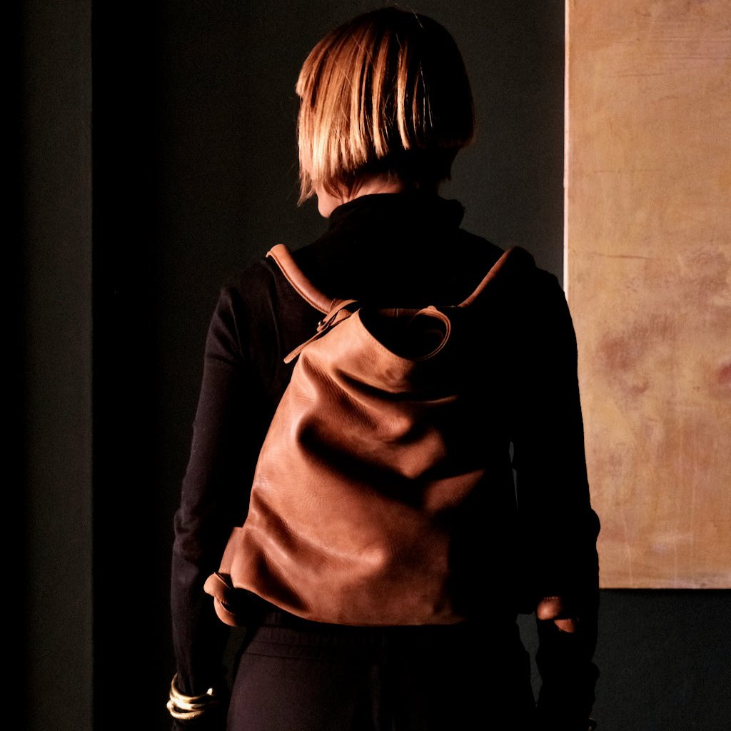 Hayat Backpack/Shoulder Bag - Cognac Leather