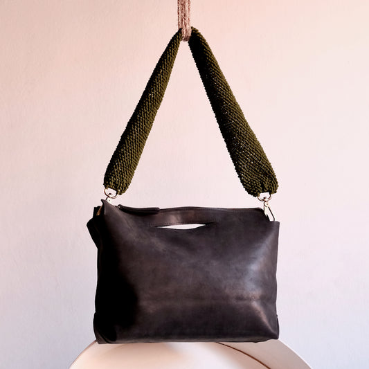 Ogda Maxi Shoulder Bag - Black Leather
