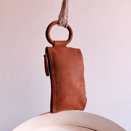 Hayat Clutch - Cognac Leather