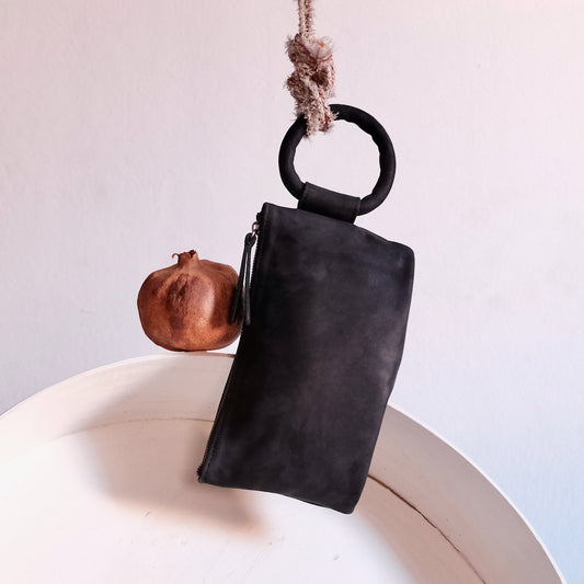 Hayat Clutch - Black Leather