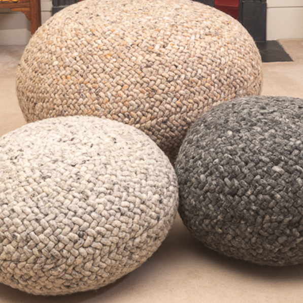 Pebble Wool Pouffes Bundles of Two