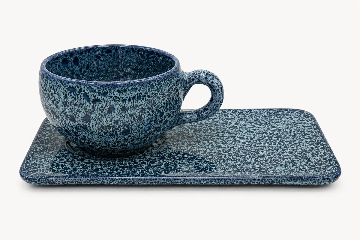 Ceramic Cosy mug & rectangular saucer Blue