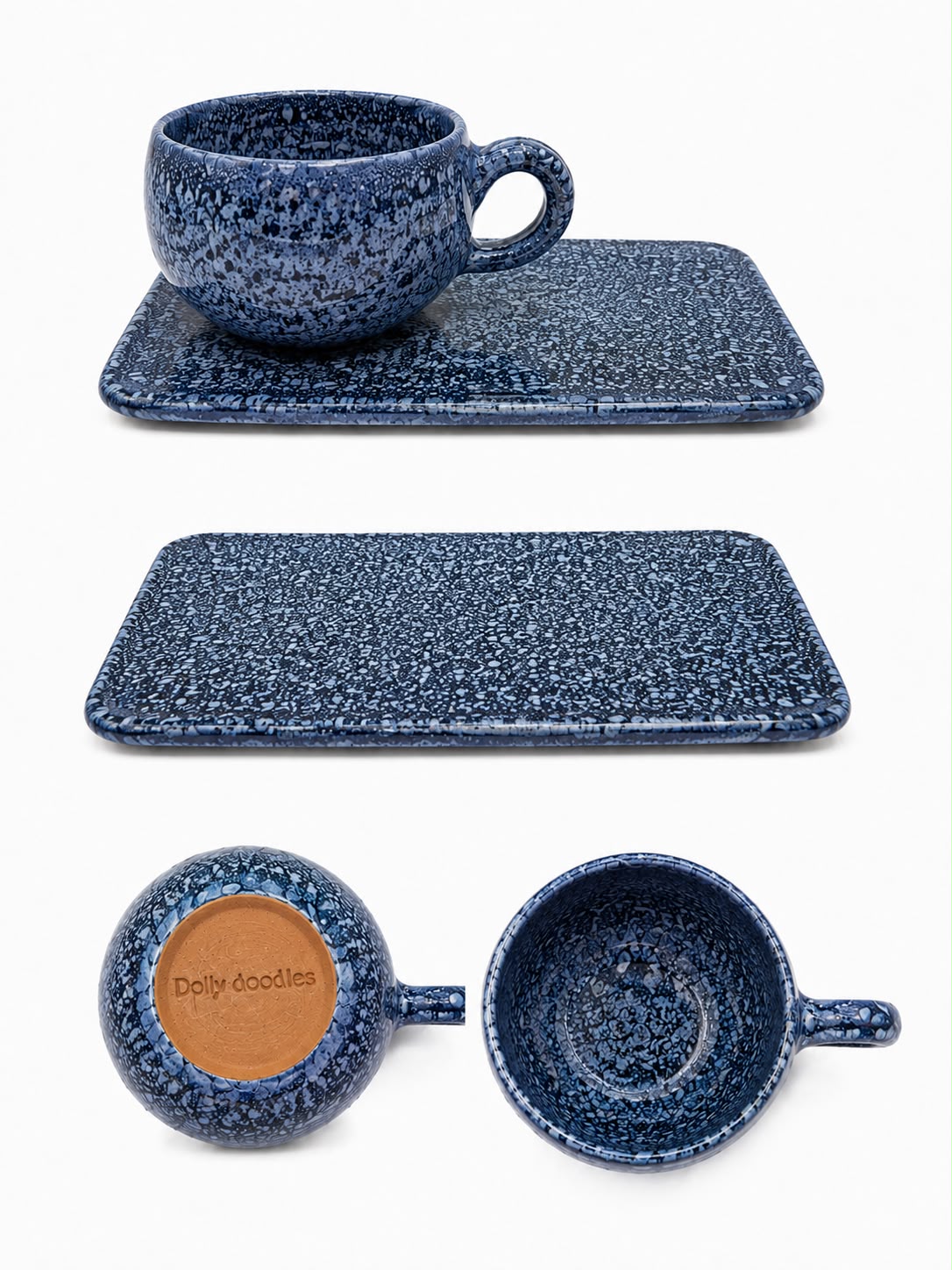 Ceramic Bowl, Plate & Spoon set Blue
