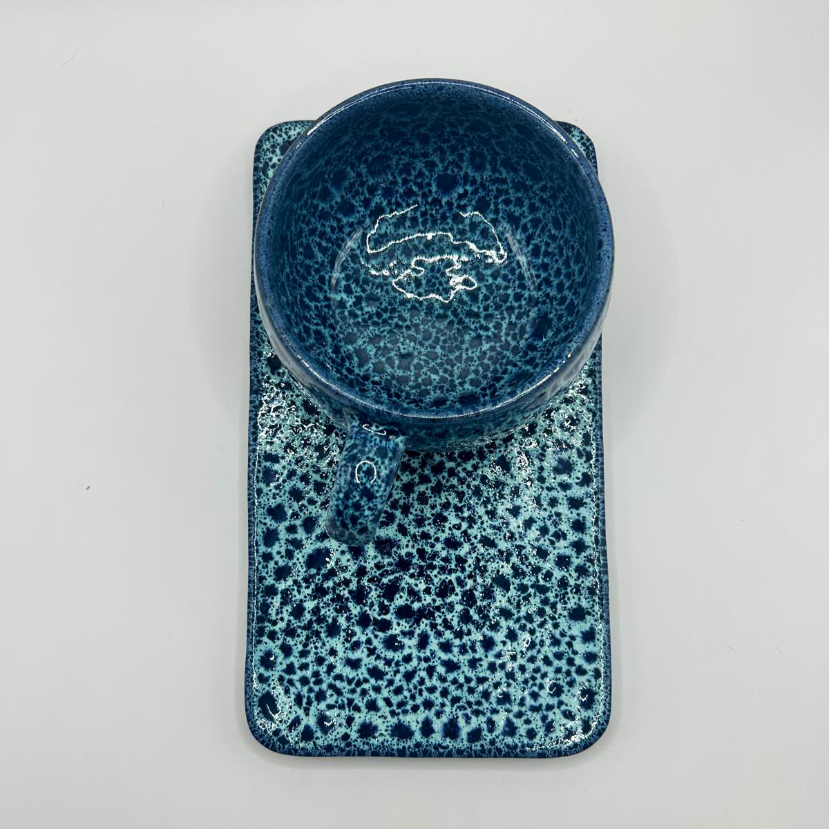 Ceramic Cosy mug & rectangular saucer Blue