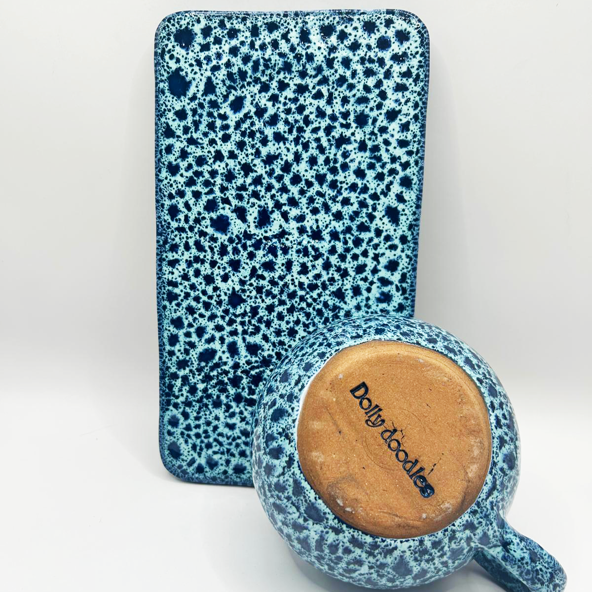 Ceramic Cosy mug & rectangular saucer Blue